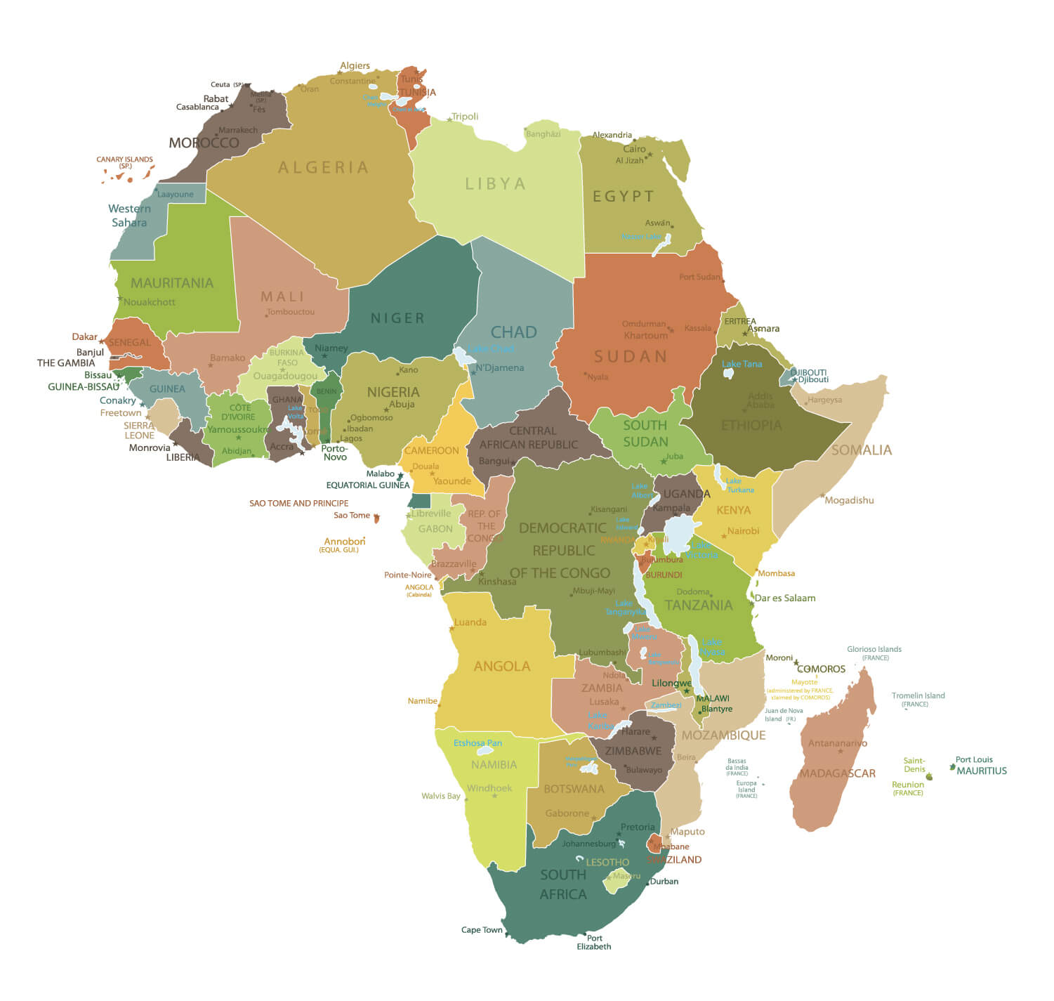Carte détaillée de l'Afrique